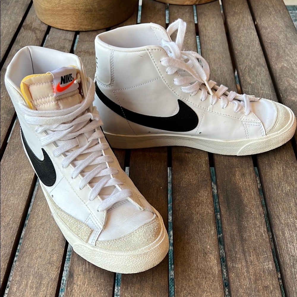 Nike White and Black High-Top Sneakers